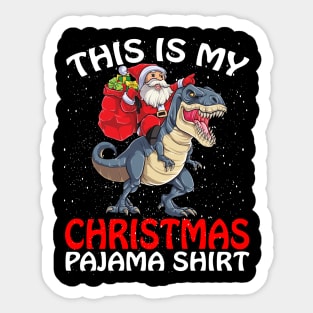 This is my Christmas Pajama Shirt Santa Riding Dinosaur Sticker